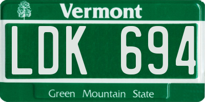 VT license plate LDK694