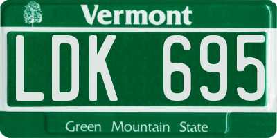 VT license plate LDK695