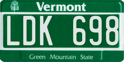 VT license plate LDK698