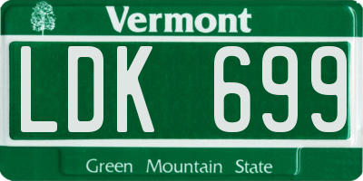 VT license plate LDK699