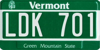 VT license plate LDK701