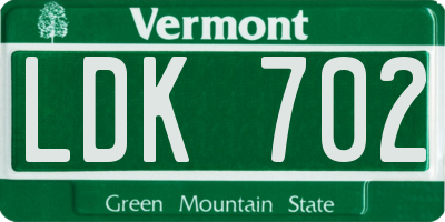 VT license plate LDK702