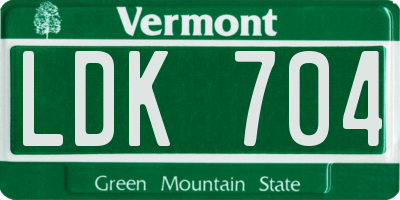 VT license plate LDK704
