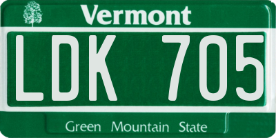 VT license plate LDK705