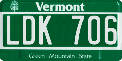 VT license plate LDK706