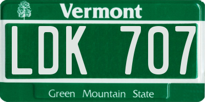 VT license plate LDK707