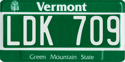VT license plate LDK709