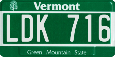 VT license plate LDK716