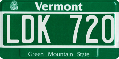 VT license plate LDK720