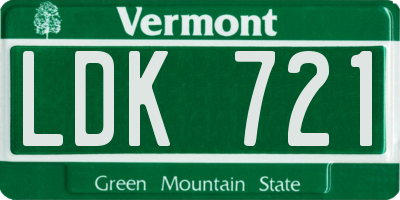 VT license plate LDK721
