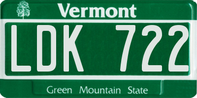 VT license plate LDK722