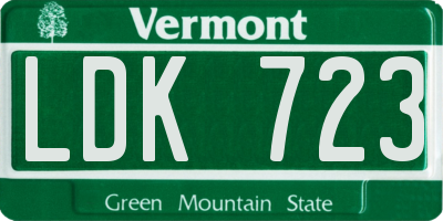 VT license plate LDK723