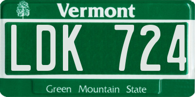 VT license plate LDK724