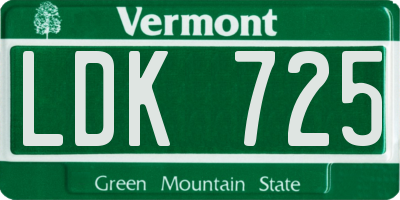 VT license plate LDK725