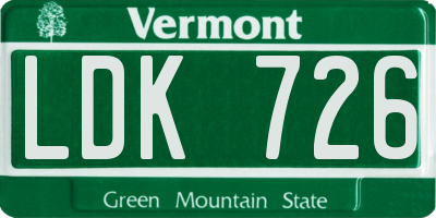 VT license plate LDK726