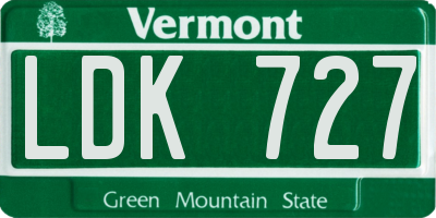 VT license plate LDK727