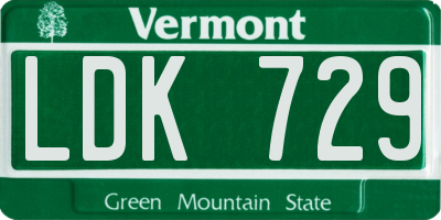 VT license plate LDK729