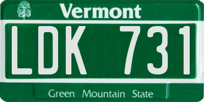 VT license plate LDK731
