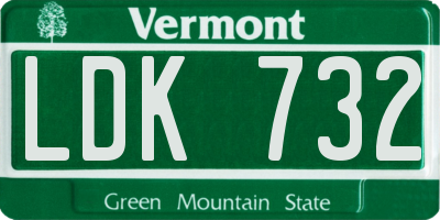 VT license plate LDK732
