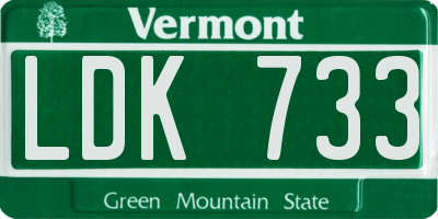 VT license plate LDK733