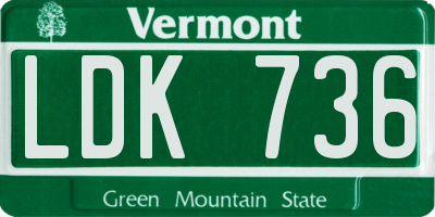 VT license plate LDK736