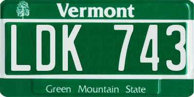 VT license plate LDK743