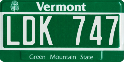 VT license plate LDK747