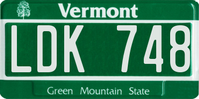 VT license plate LDK748
