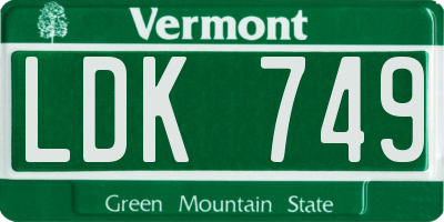 VT license plate LDK749