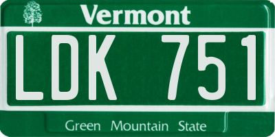 VT license plate LDK751