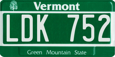 VT license plate LDK752