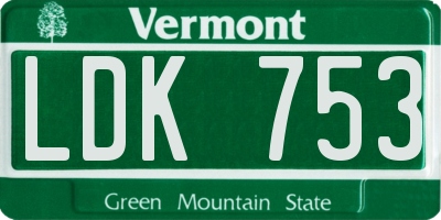 VT license plate LDK753