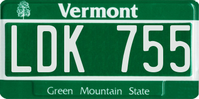 VT license plate LDK755