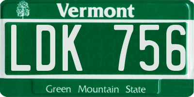 VT license plate LDK756