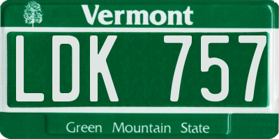 VT license plate LDK757