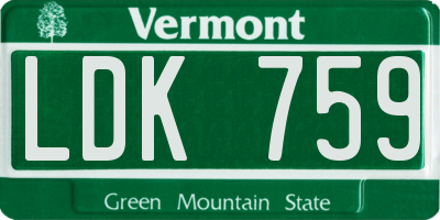 VT license plate LDK759