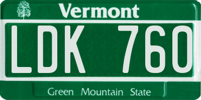 VT license plate LDK760