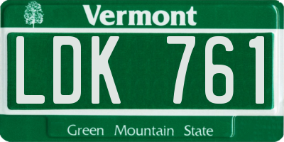 VT license plate LDK761