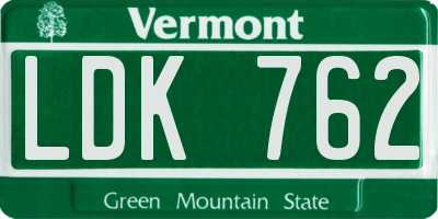 VT license plate LDK762