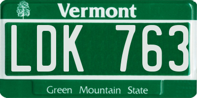 VT license plate LDK763