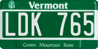 VT license plate LDK765