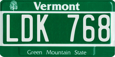 VT license plate LDK768