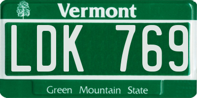 VT license plate LDK769
