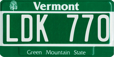 VT license plate LDK770