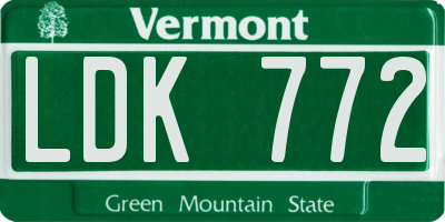 VT license plate LDK772