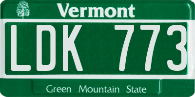 VT license plate LDK773