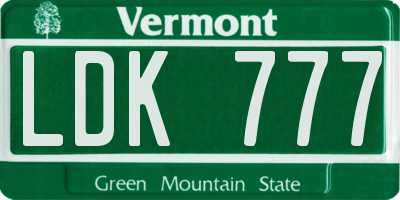 VT license plate LDK777