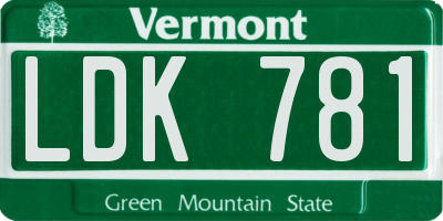VT license plate LDK781