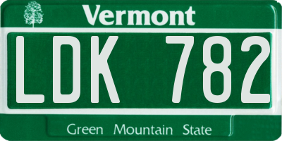 VT license plate LDK782