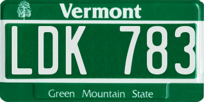 VT license plate LDK783